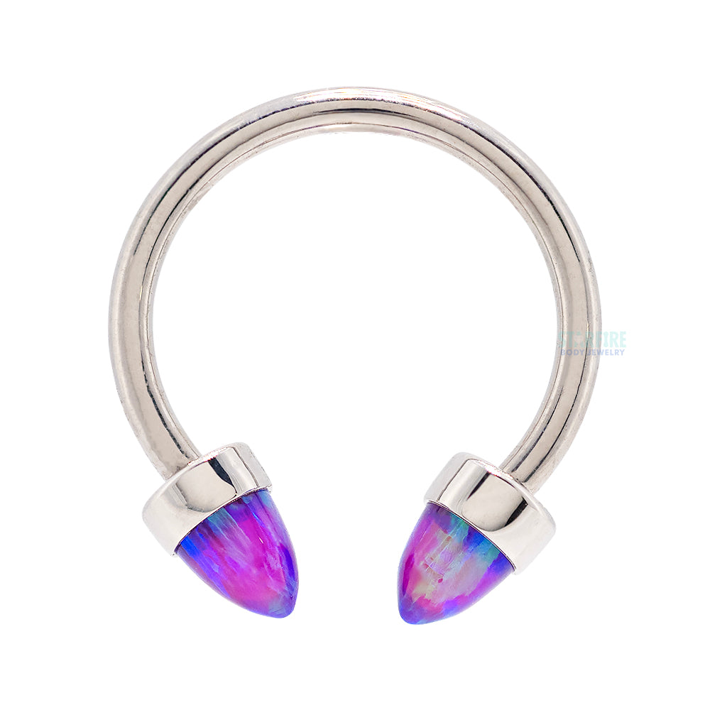 Circular Barbell with 3mm Bullet-Cut Opal in Bezel