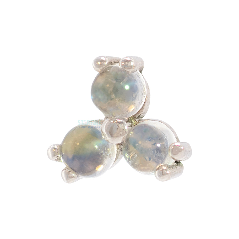 threadless: Tri Prong Cabochon Cluster Pin in Gold & Platinum with Rainbow Moonstone
