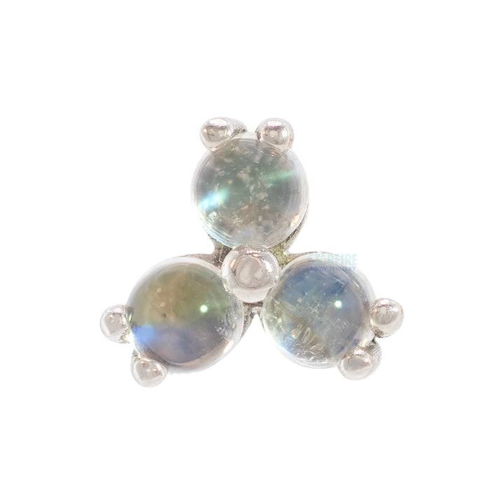 threadless: Tri Prong Cabochon Cluster Pin in Gold & Platinum with Rainbow Moonstone