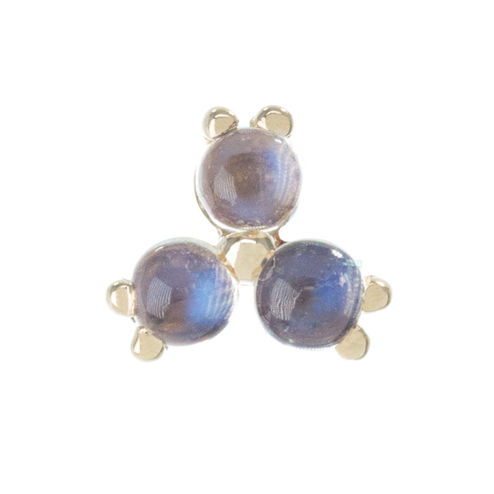 threadless: Tri Prong Cabochon Cluster Pin in Gold & Platinum with Rainbow Moonstone