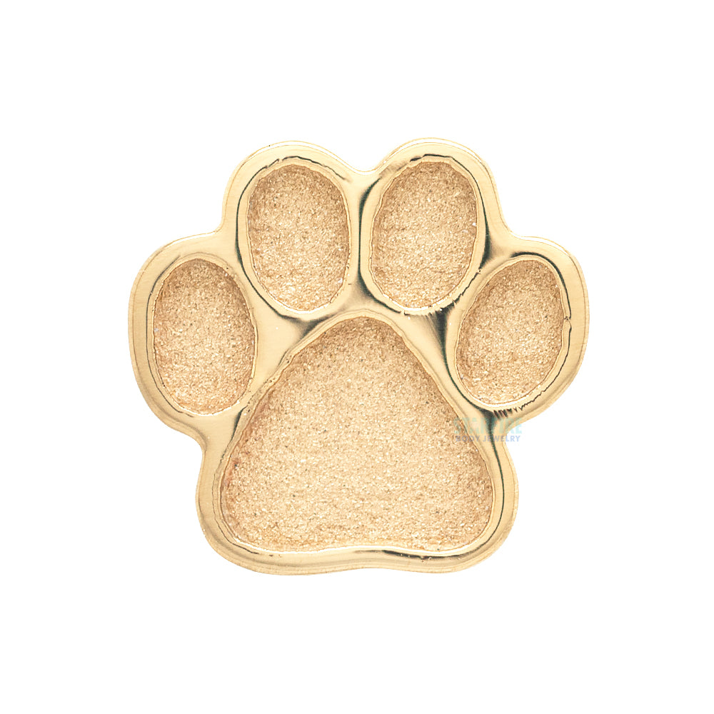 Dog Paw Print Threaded End in Gold