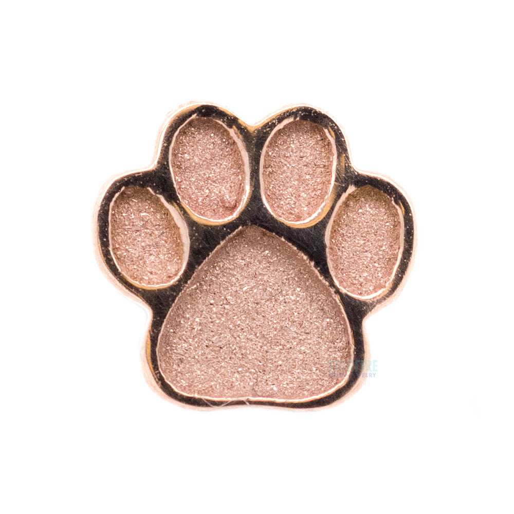 Dog Paw Print Threaded End in Gold