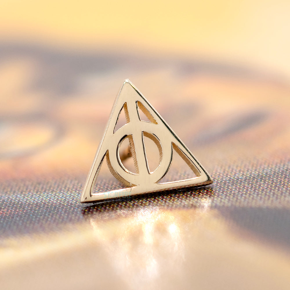 threadless: "Deathly Hallows" Pin in Gold