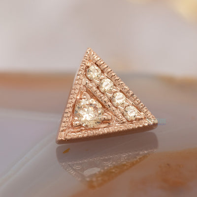Endymion Triangle Threaded End in Gold with Champagne CZ's