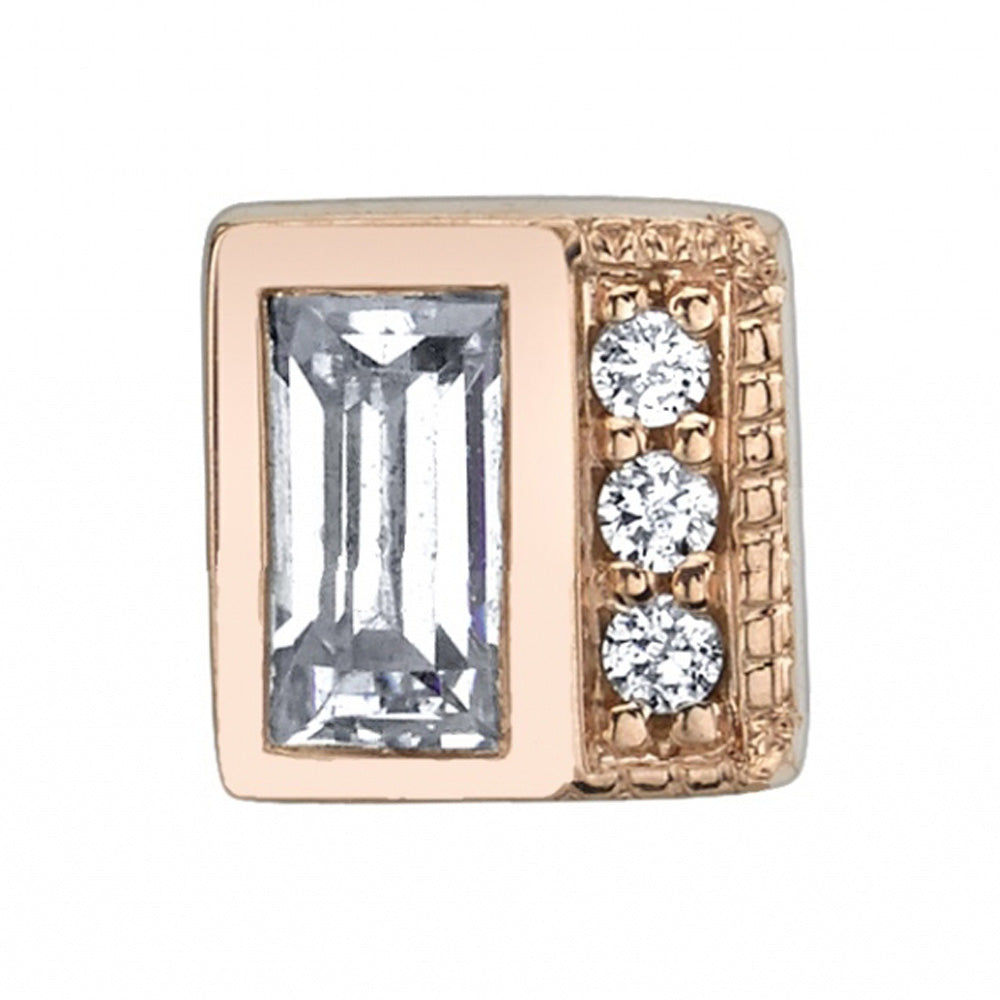 Endymion Baguette Threaded End in Gold with White CZ's