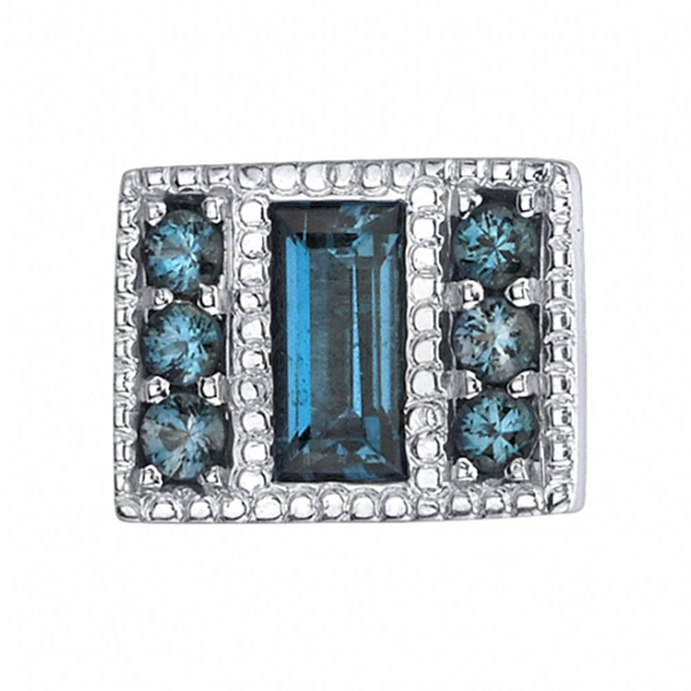 Endymion Rectangle Threaded End in Gold with London Blue Topaz