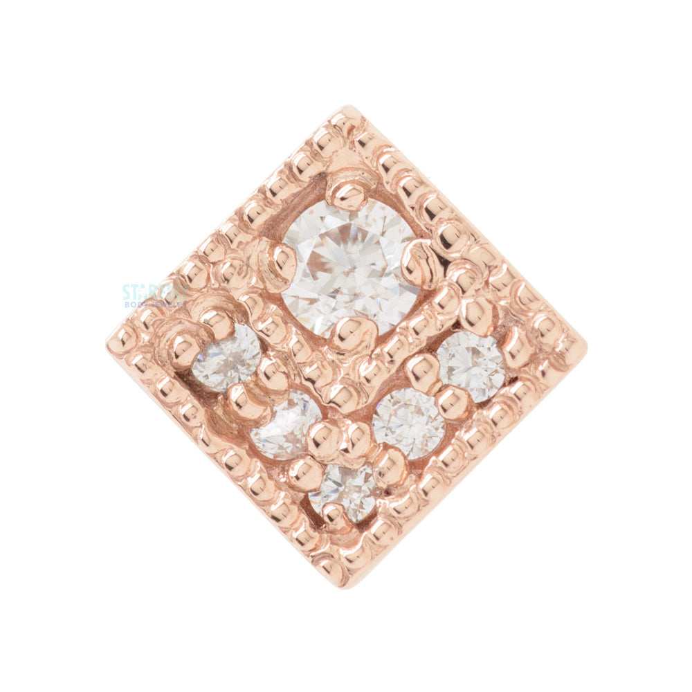 Endymion Square Threaded End in Gold with White CZ's