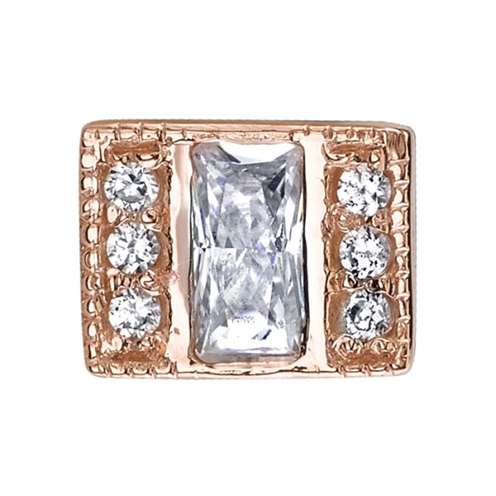 Endymion Rectangle Threaded End in Gold with White CZ's