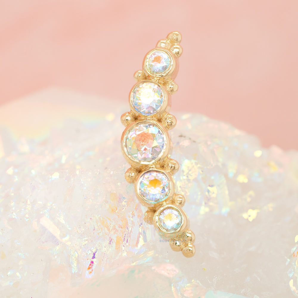 5 Gem Graduating "Panaraya" Threaded End in Gold with Mercury Mist Topaz