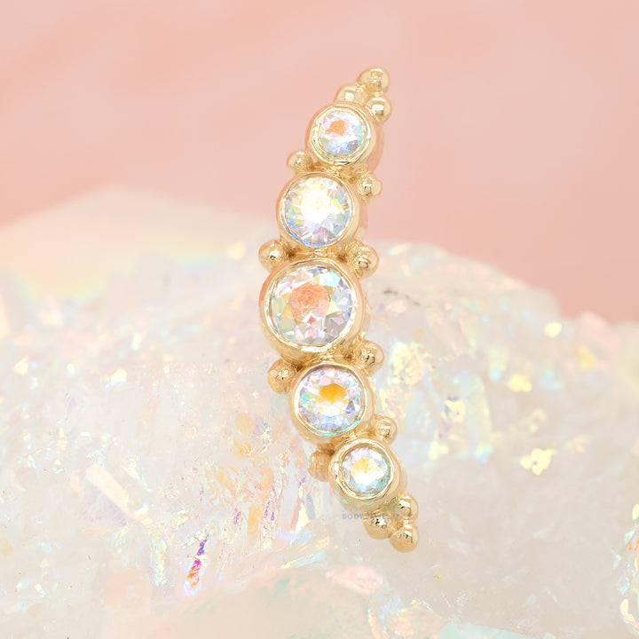 5 Gem Graduating "Panaraya" Threaded End in Gold with Mercury Mist Topaz