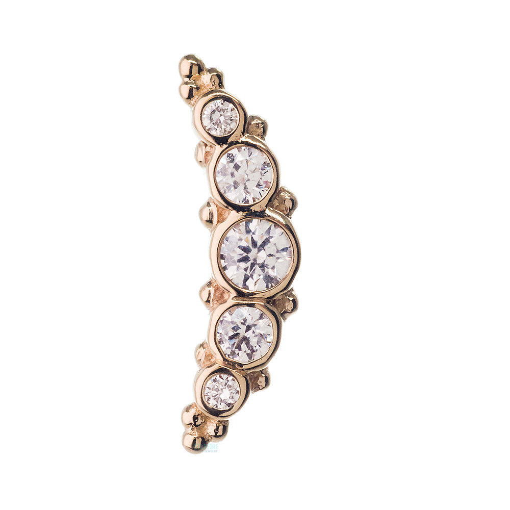 5 Gem Graduating "Panaraya" Threaded End in Gold with White CZ's