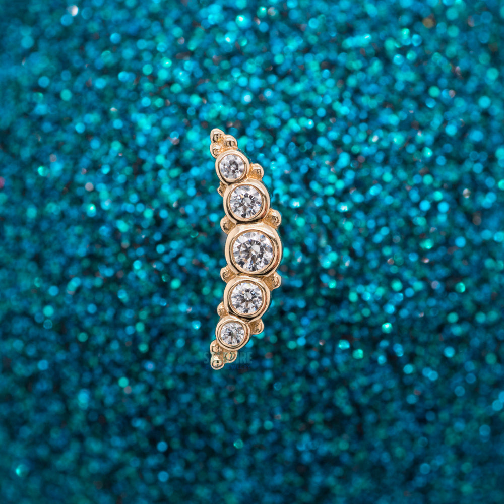 5 Gem Graduating "Panaraya" Threaded End in Gold with White CZ's