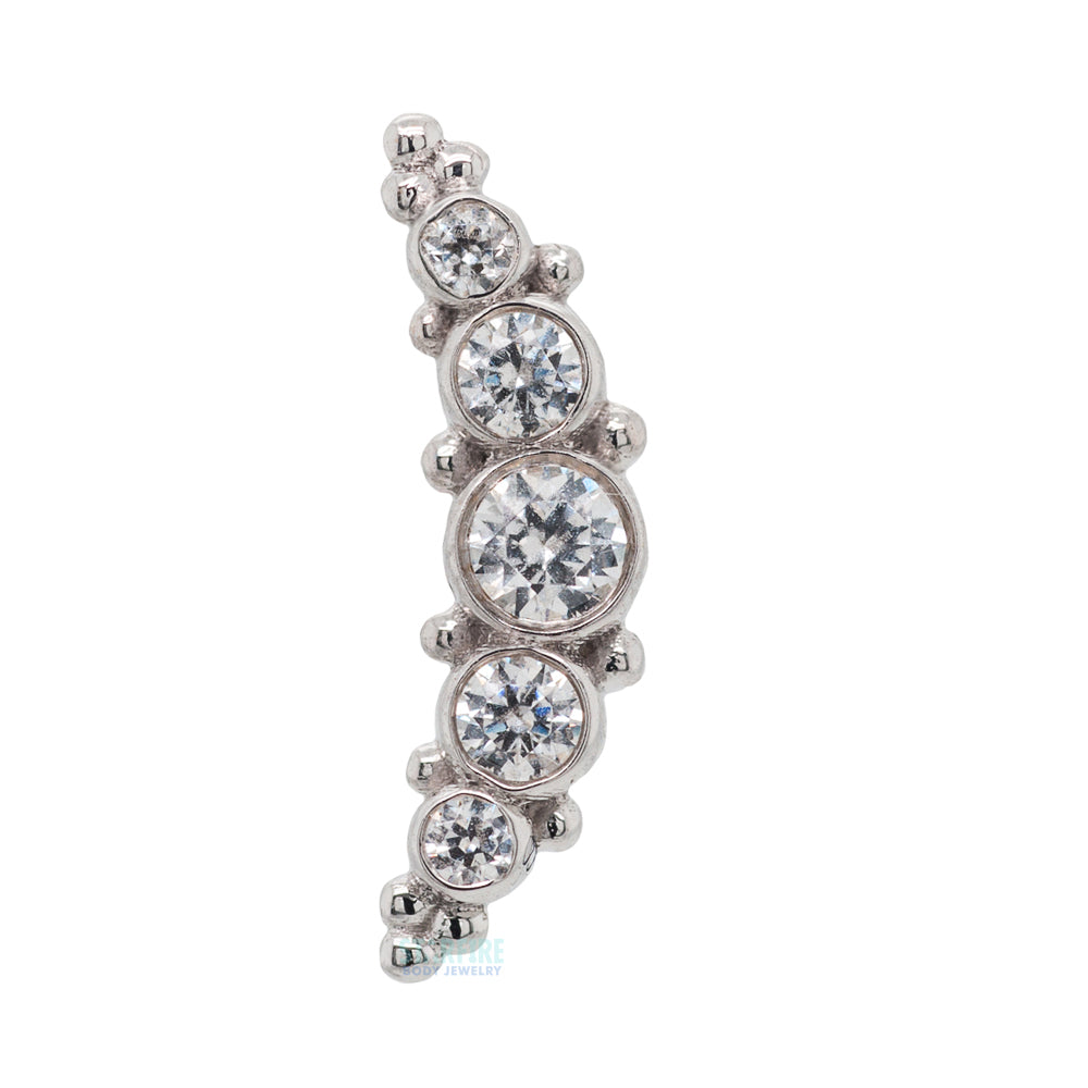 5 Gem Graduating "Panaraya" Threaded End in Gold with White CZ's