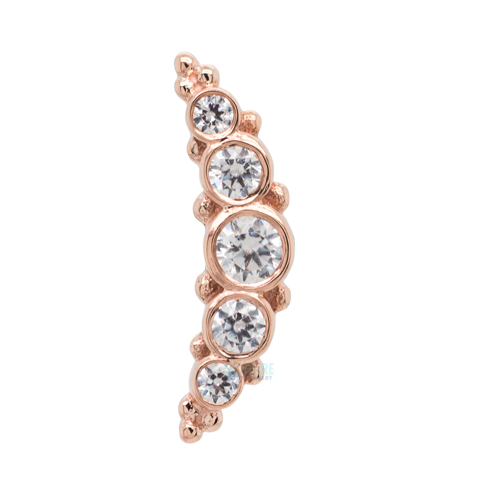 5 Gem Graduating "Panaraya" Threaded End in Gold with White CZ's
