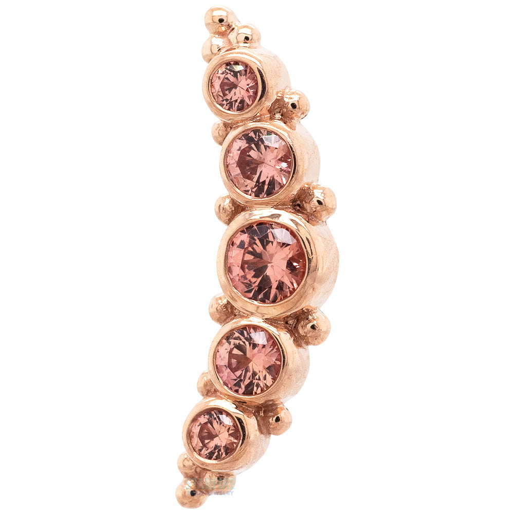 5 Gem Graduating "Panaraya" Threaded End in Gold with Champagne Sapphires