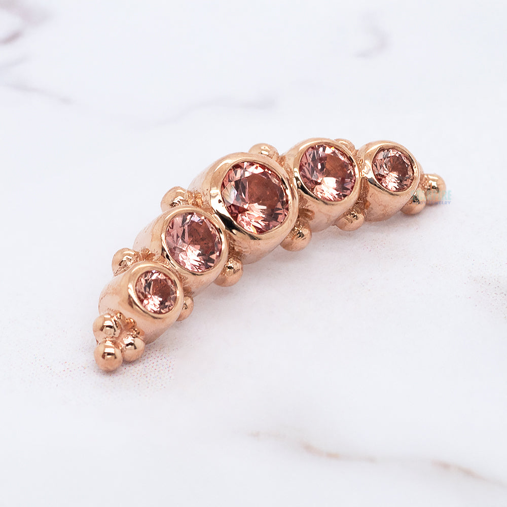 5 Gem Graduating "Panaraya" Threaded End in Gold with Champagne Sapphires