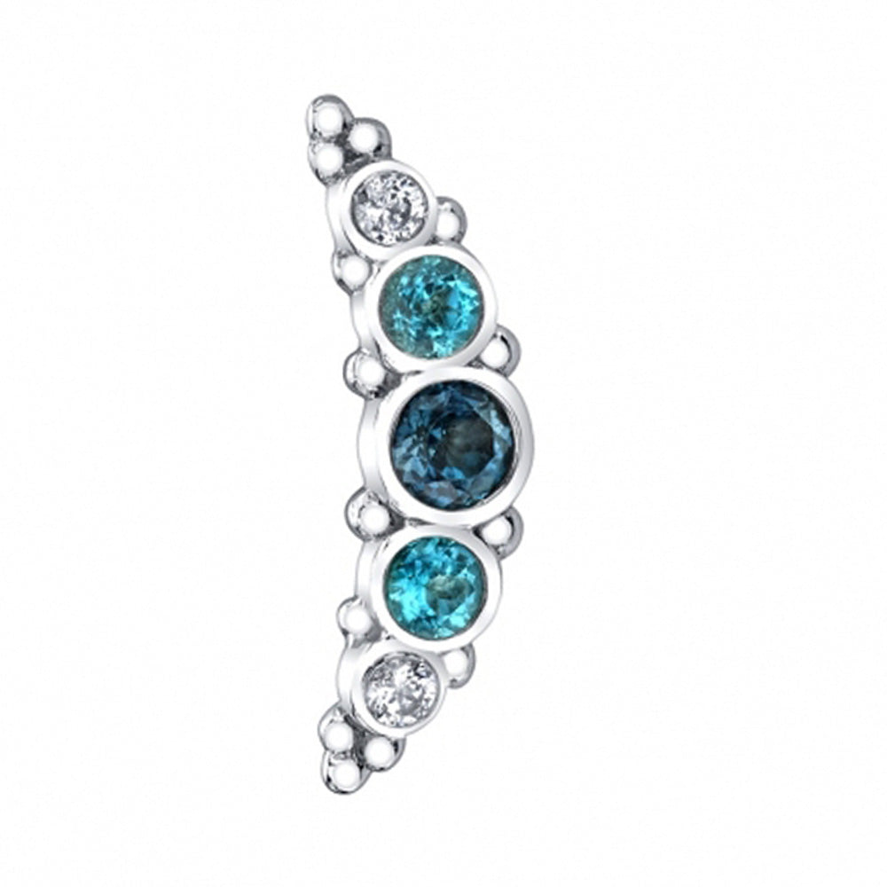 5 Gem Graduating "Panaraya" Threaded End in Gold with London Blue Topaz, Paraiba Topaz & White CZ