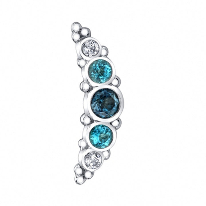 5 Gem Graduating "Panaraya" Threaded End in Gold with London Blue Topaz, Paraiba Topaz & White CZ