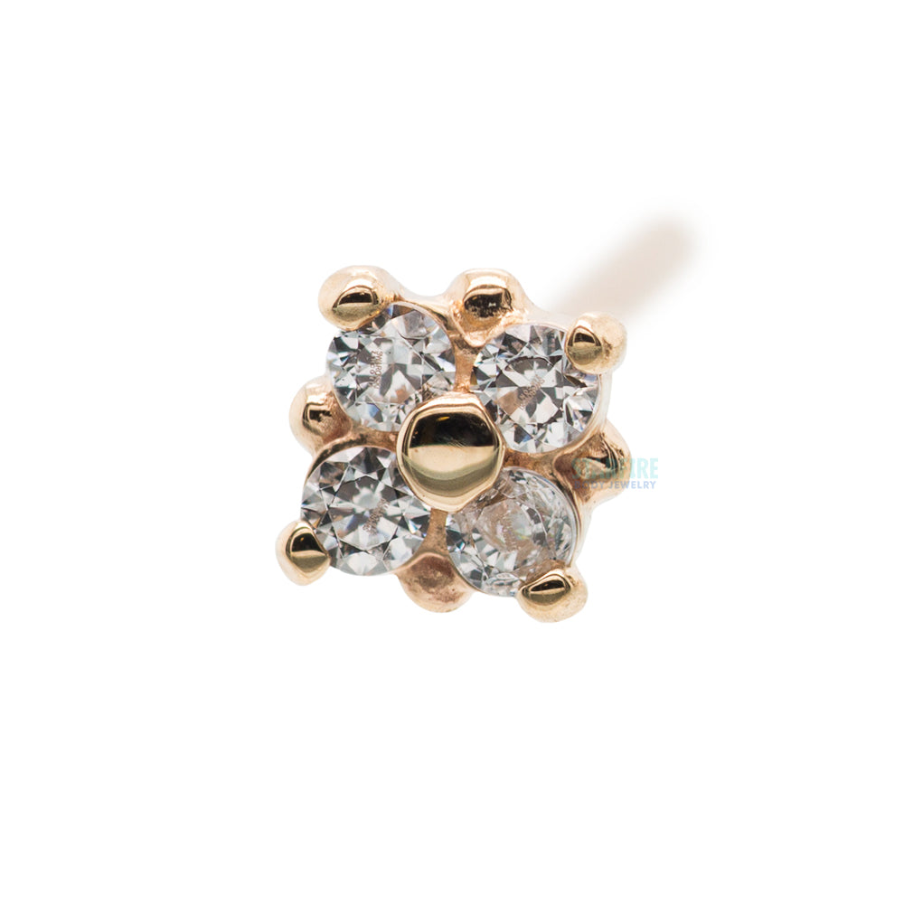 "Reema" Nostril Screw in Gold & Platinum with White CZ's