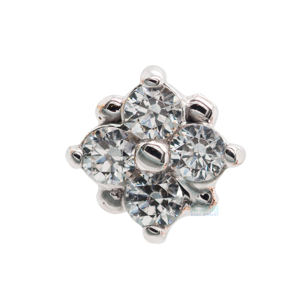 "Reema" Nostril Screw in Gold & Platinum with White CZ's
