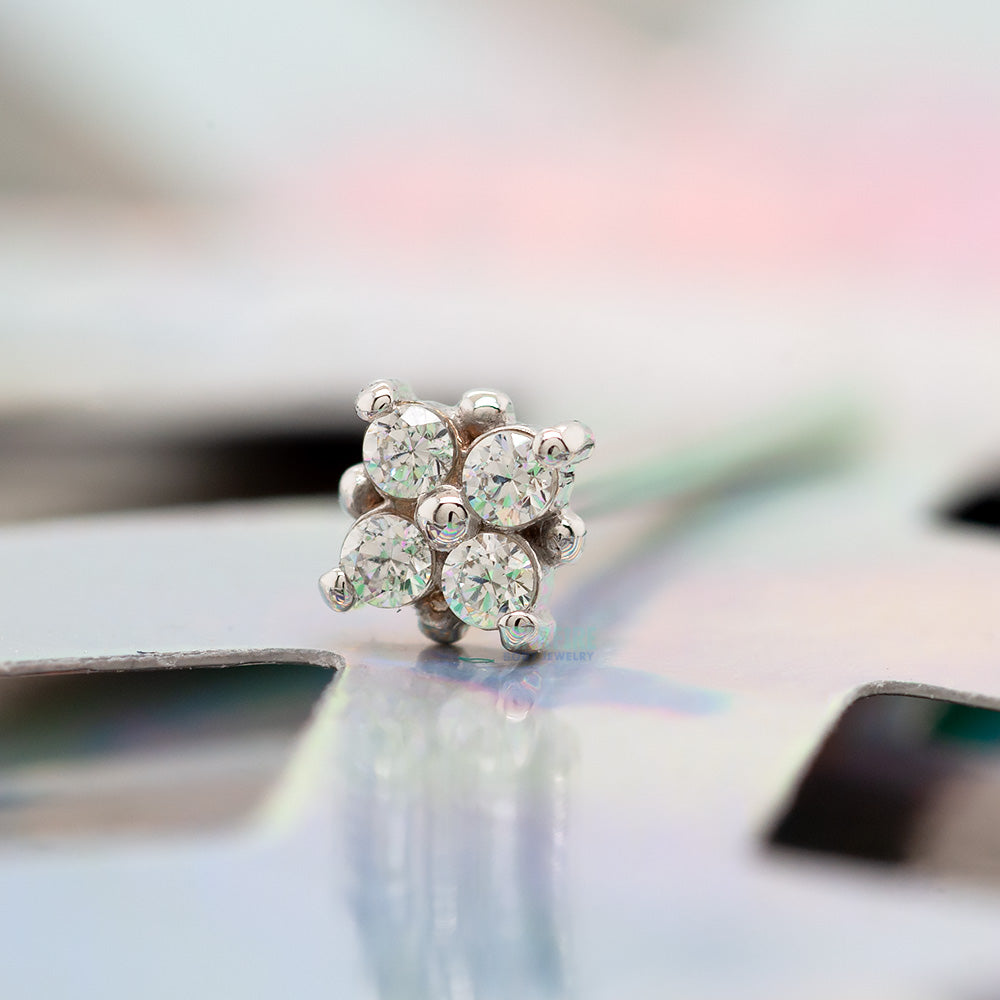 "Reema" Nostril Screw in Gold & Platinum with White CZ's