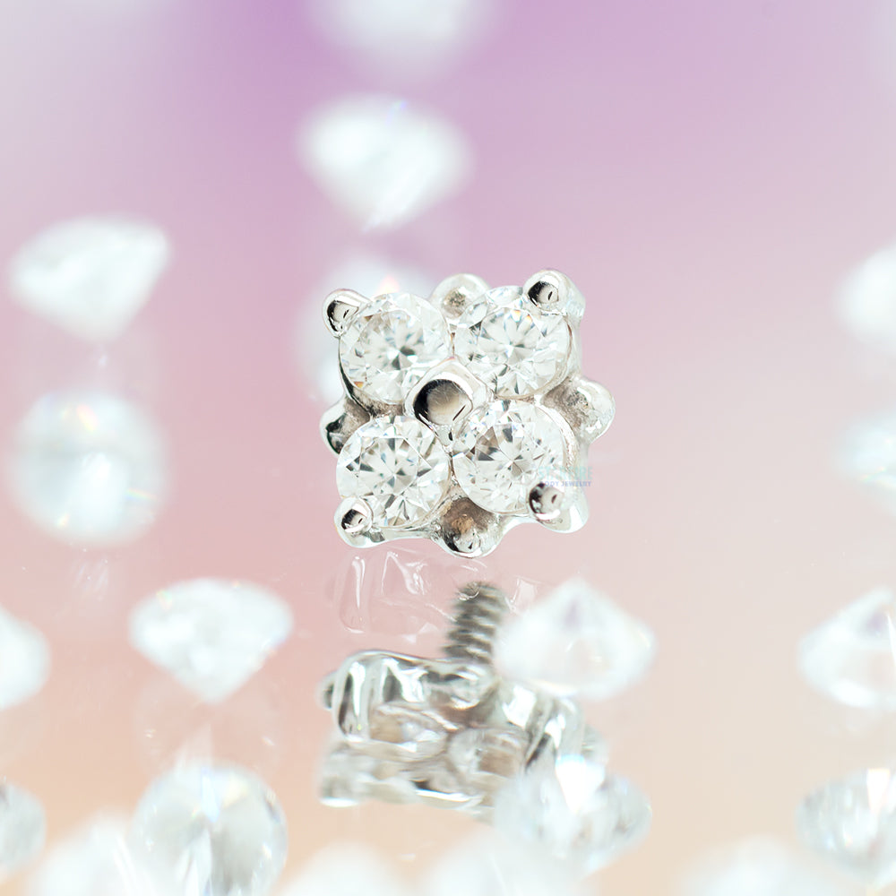 "Reema" Threaded End in Gold & Platinum with White CZ's