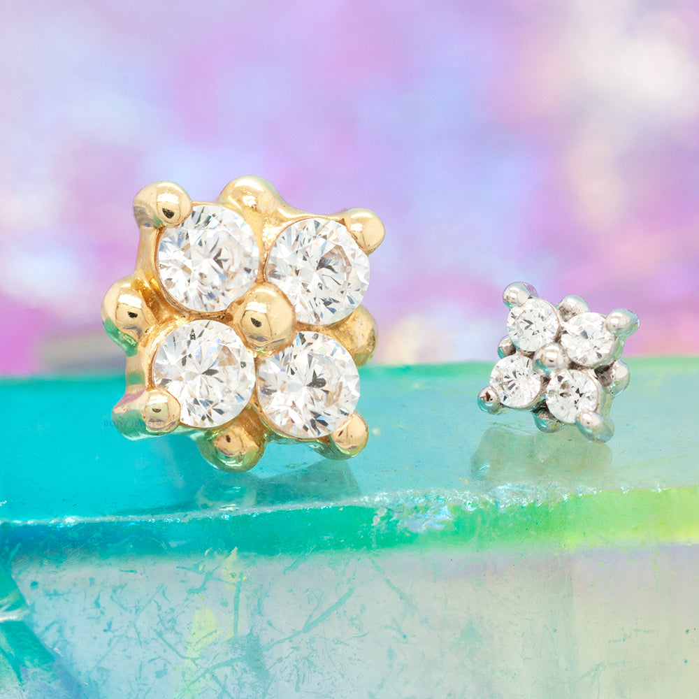 threadless: "Reema" Pin in Gold & Platinum with White CZ's