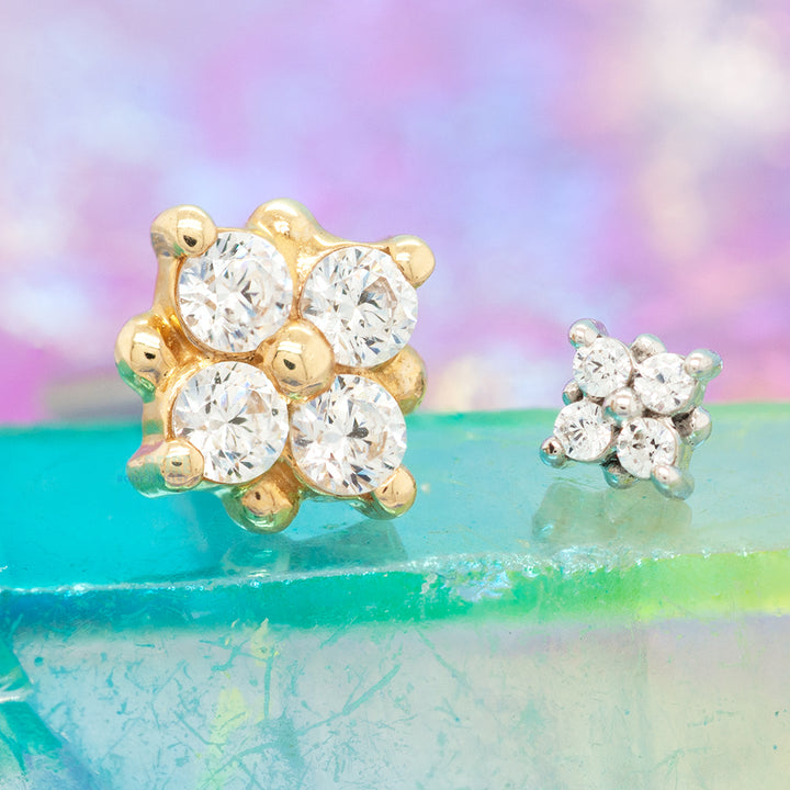 threadless: "Reema" Pin in Gold & Platinum with White CZ's