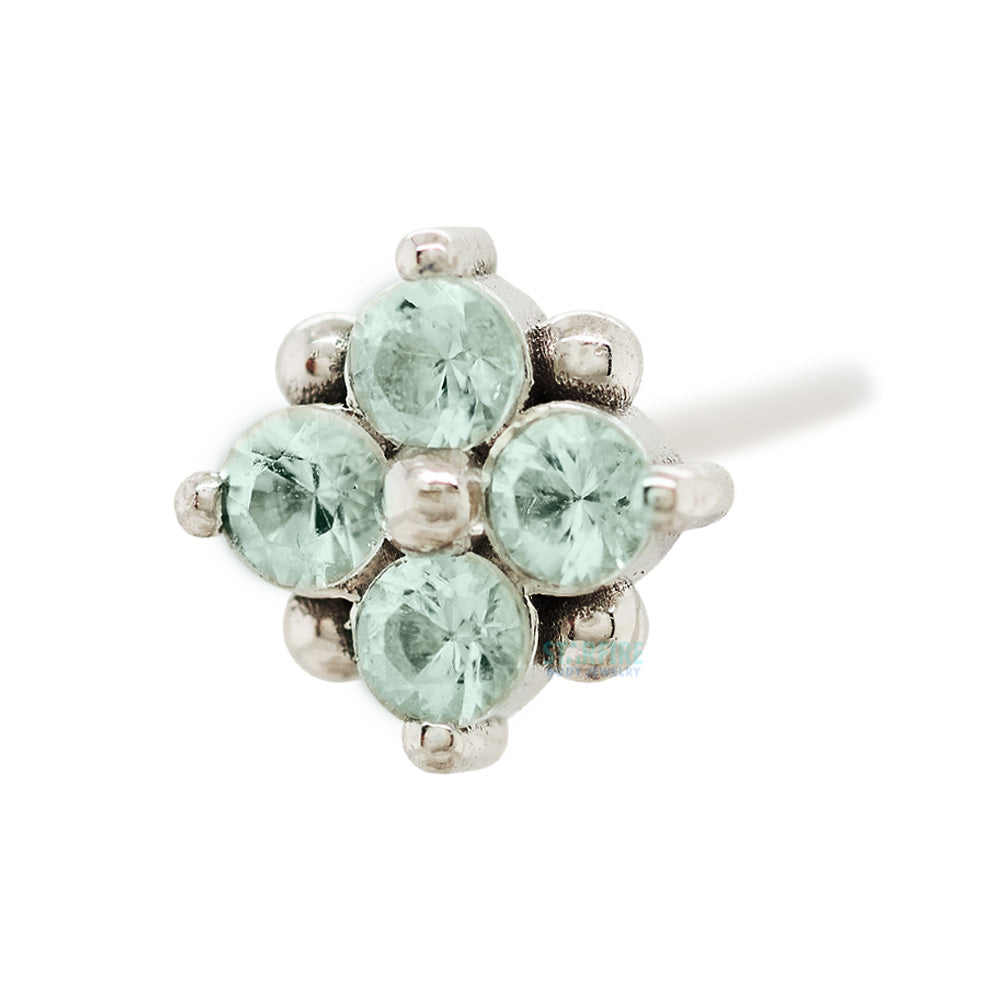 "Reema" Nostril Screw in Gold & Platinum with Mint Beryl