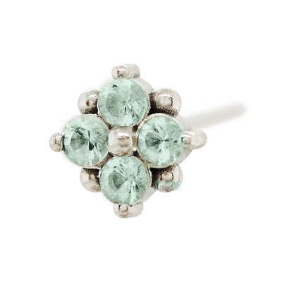 "Reema" Nostril Screw in Gold & Platinum with Mint Beryl