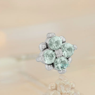 "Reema" Nostril Screw in Gold with Mint Beryl