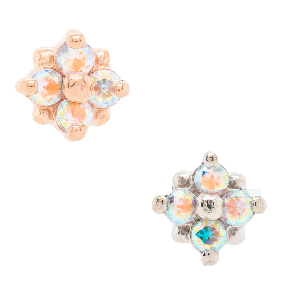 "Reema" Threaded End in Gold & Platinum with Mercury Mist Topaz'