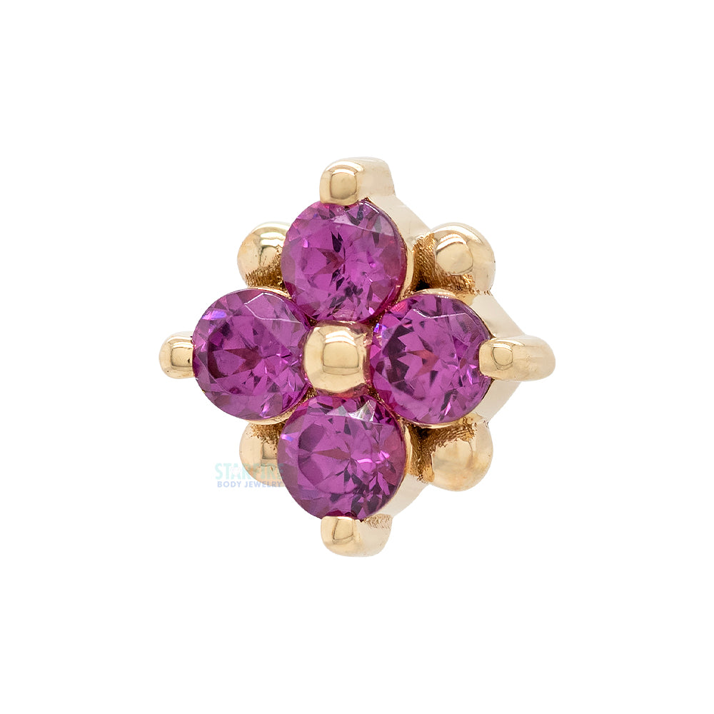 "Reema" Threaded End in Gold & Platinum with Rhodolite