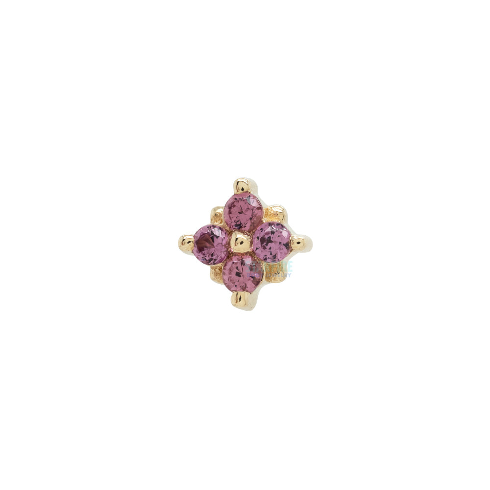 "Reema" Threaded End in Gold & Platinum with Rhodolite