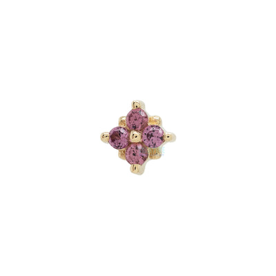 "Reema" Threaded End in Gold & Platinum with Rhodolite