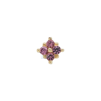 "Reema" Threaded End in Gold & Platinum with Rhodolite