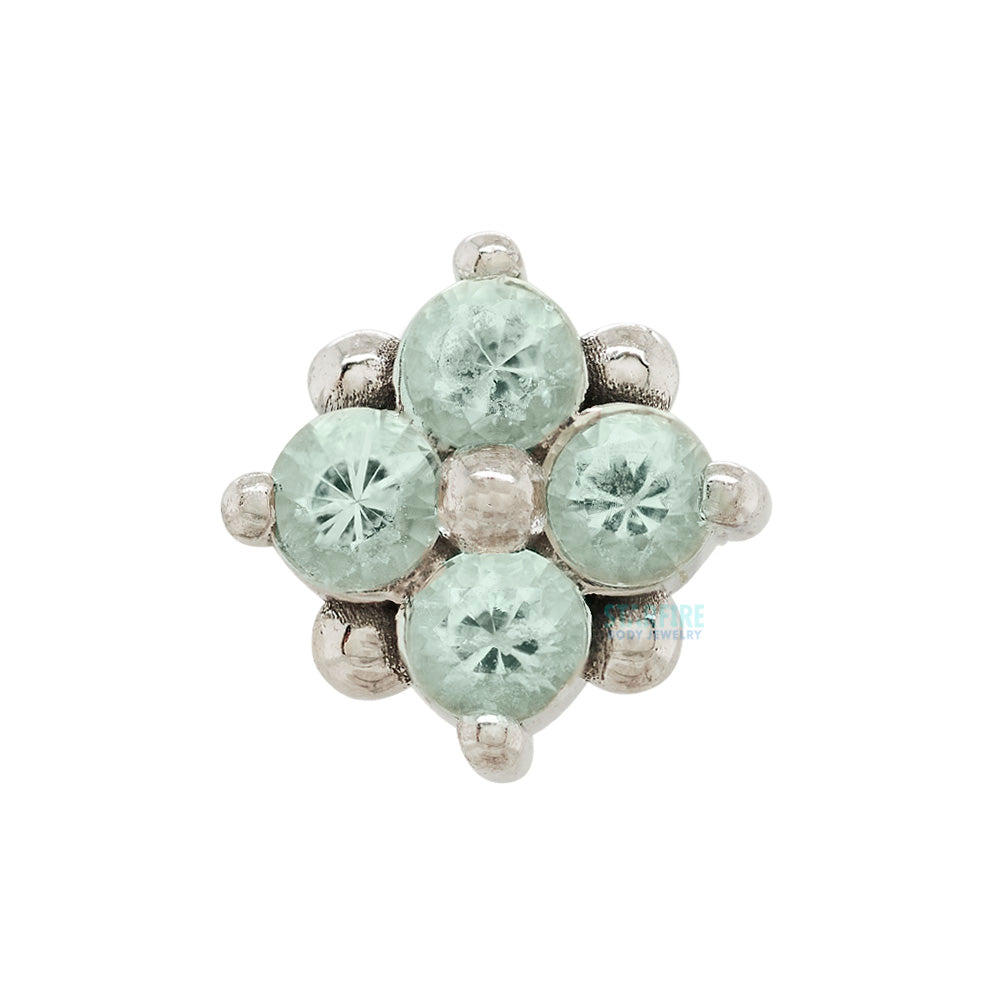 "Reema" Threaded End in Gold & Platinum with Mint Beryl