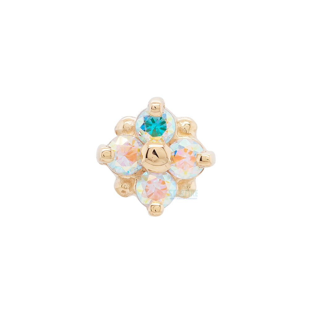 "Reema" Threaded End in Gold & Platinum with Mercury Mist Topaz'