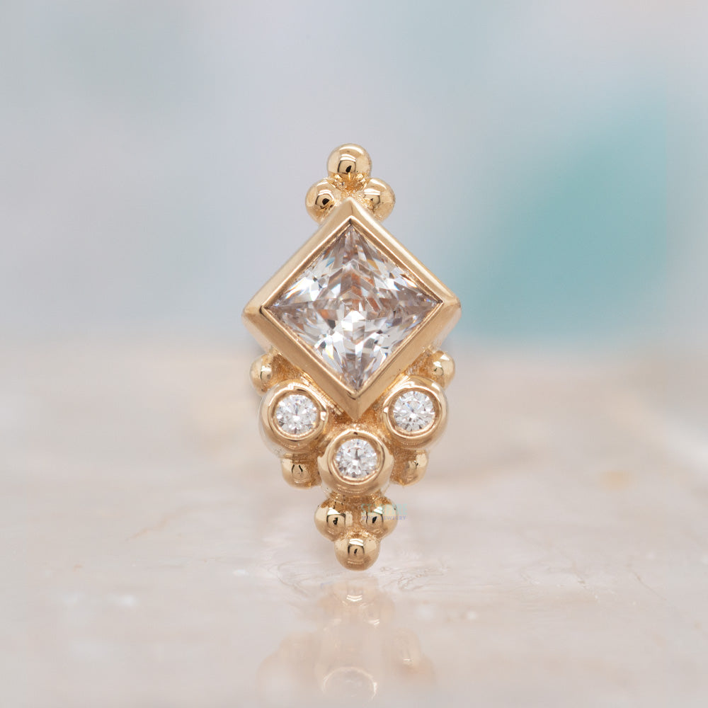 "Sarai Princess" Threaded End in Gold & Platinum with White CZ's