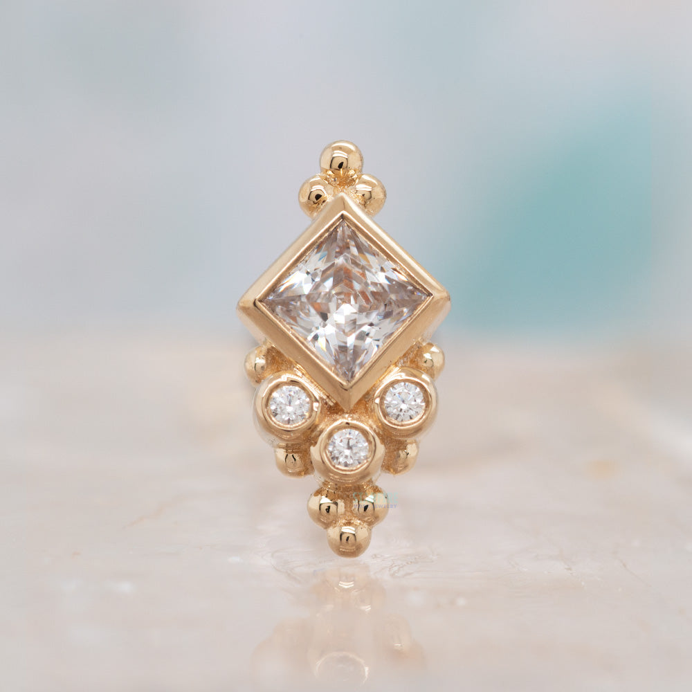 "Sarai Princess" Threaded End in Gold with White CZ's