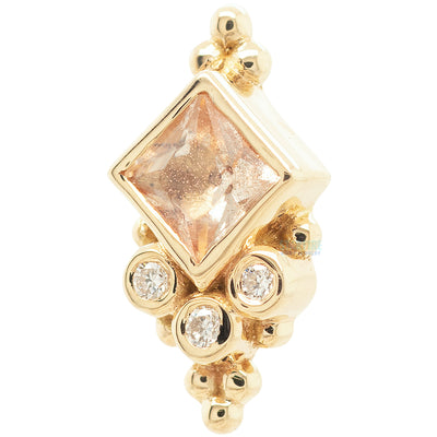 "Sarai Princess" Threaded End in Gold with Oregon Sunstone & Diamonds