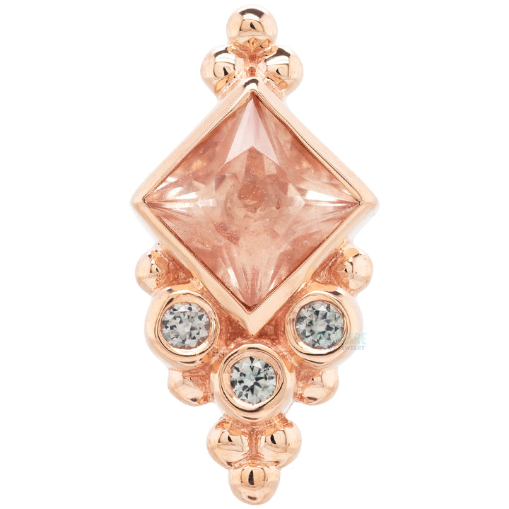 "Sarai Princess" Threaded End in Gold with Oregon Sunstone & Grey Sapphires
