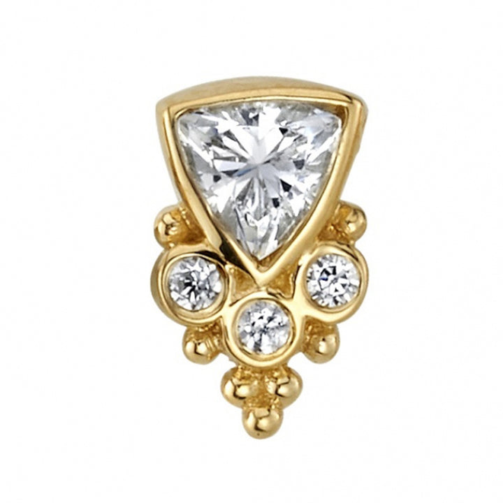 "Sarai Trillion" Threaded End in Gold with Diamonds