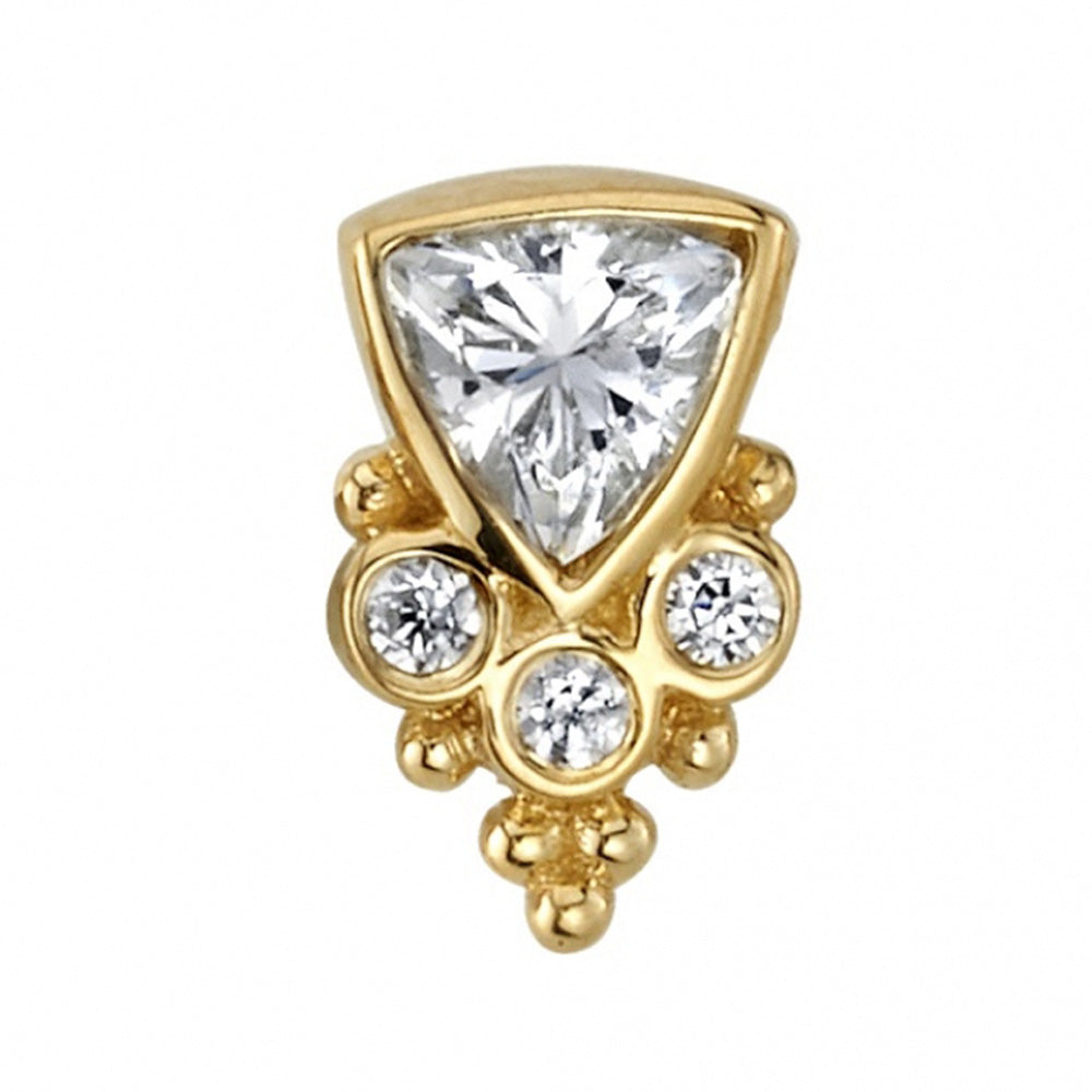 "Sarai Trillion" Threaded End in Gold with Diamonds
