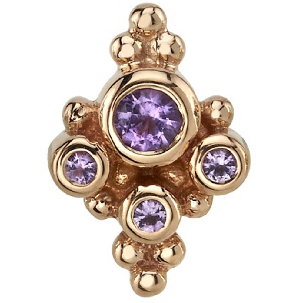 "Round Sarai" Threaded End in Gold with Amethyst