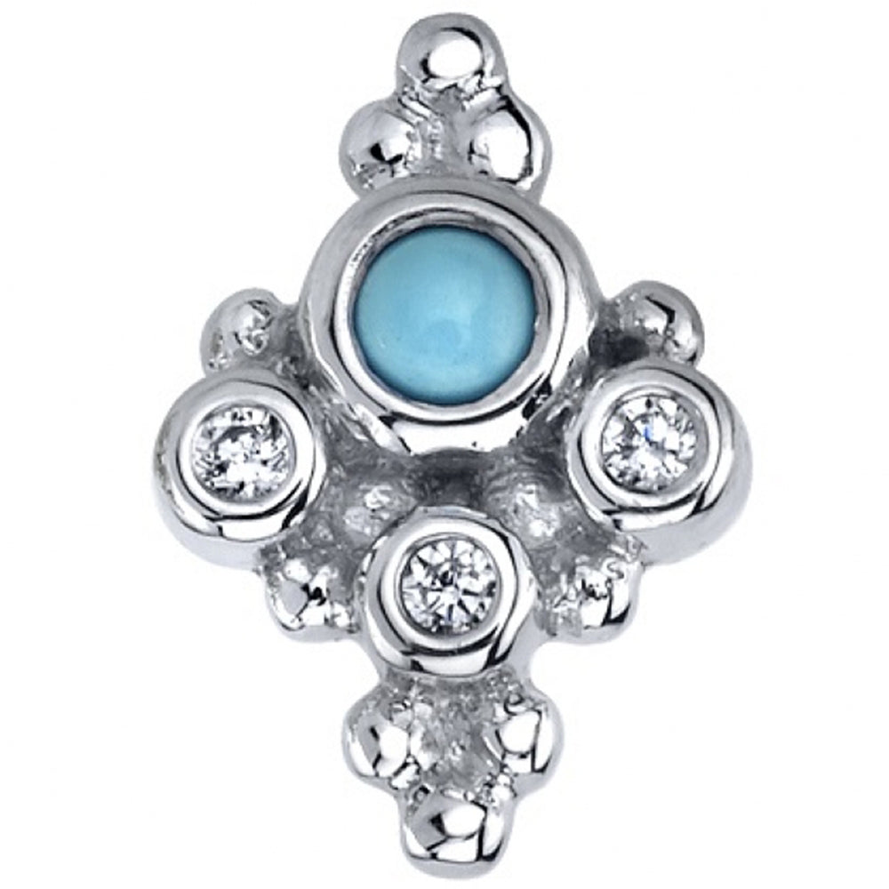 "Round Sarai" Threaded End in Gold with Turquoise & Diamonds