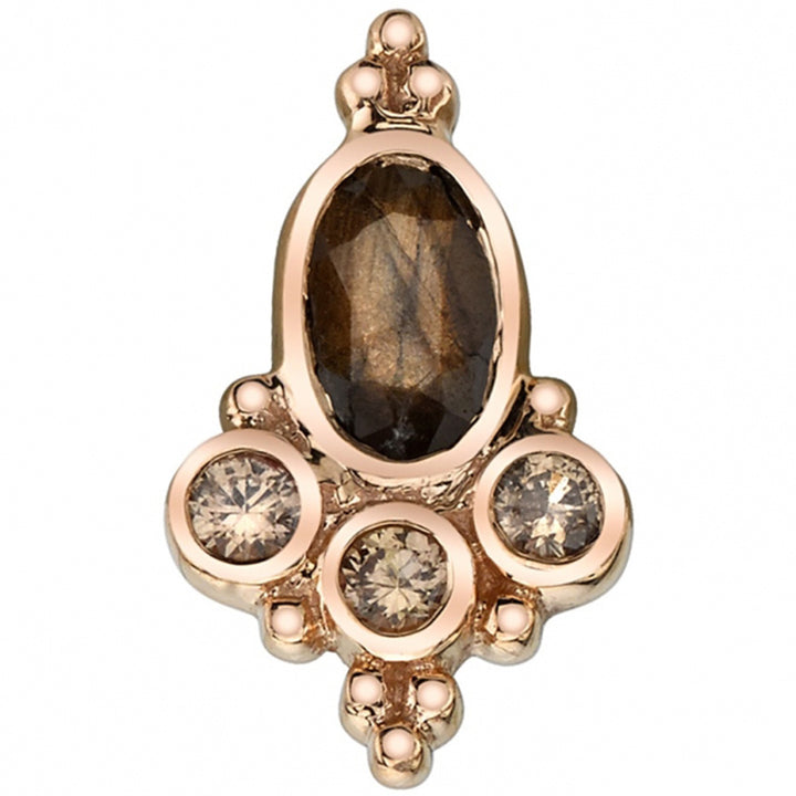 "Sarai Oval" Threaded End in Gold with Zawadi Sapphire & Champagne Sapphires