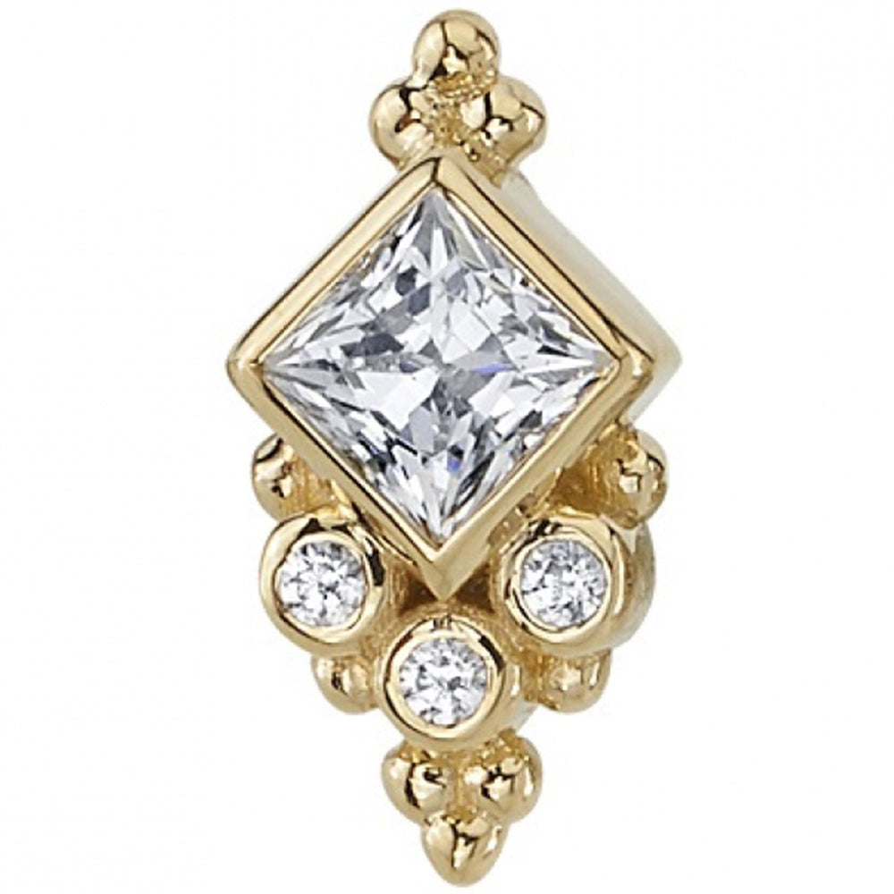 "Sarai Princess" Threaded End in Gold with Diamonds