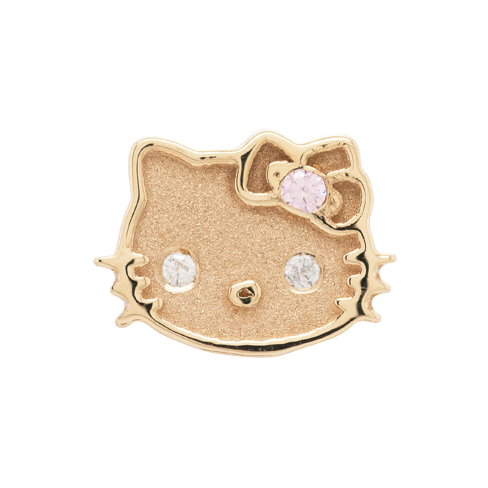 Hello Kitty Threaded End in Gold with White & Pink CZ's
