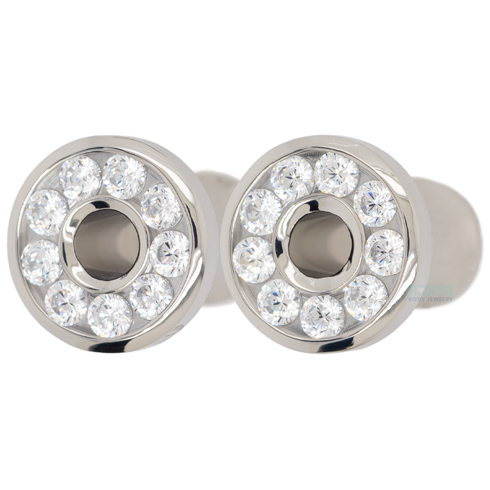 Gemmed Eyelets with Brilliant-Cut Gems - Faceted White Opal
